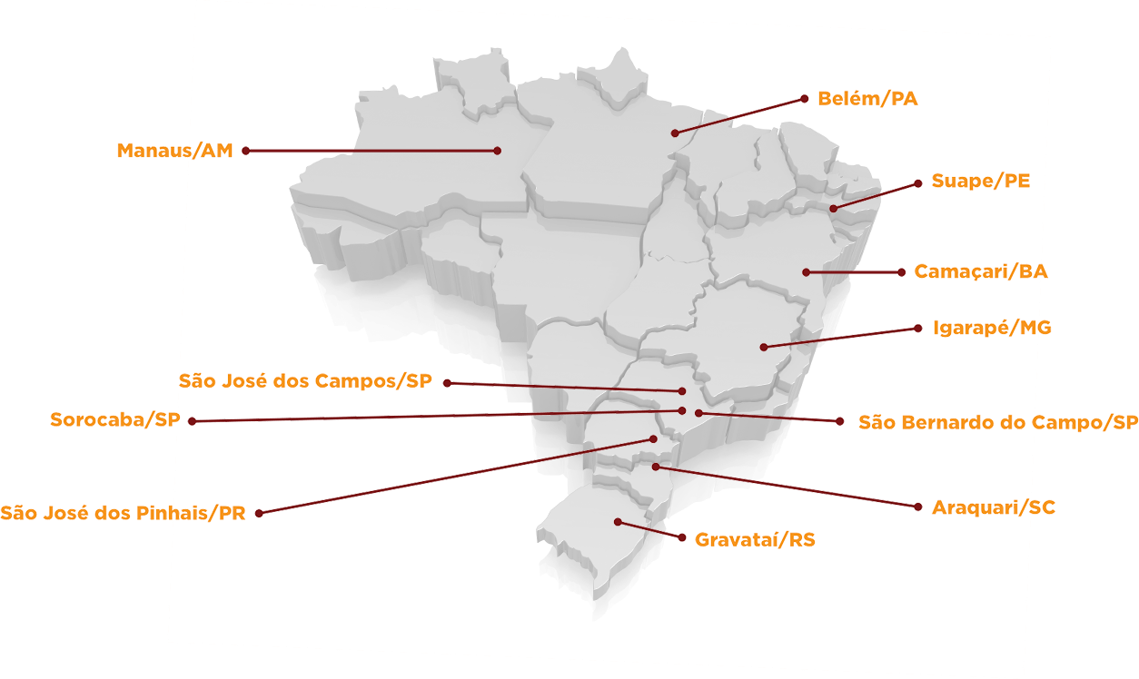 Mapa das principais bases atendidas pela Fastline